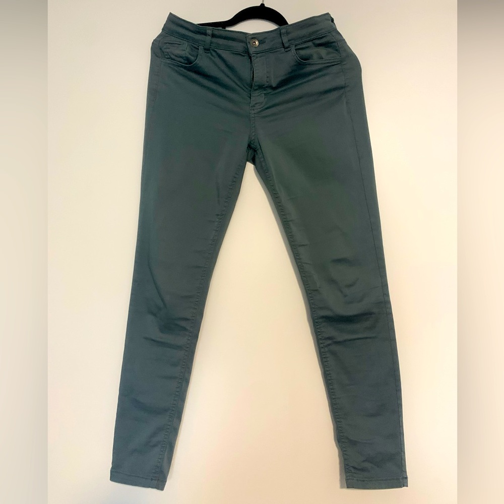 Italian 5-pocket ankle length skinny pants - teal